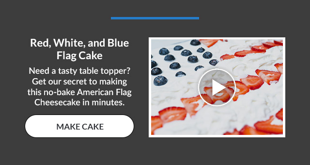 Need a tasty table topper? Get our secret to making this no-bake American Flag Cheesecake in minutes. MAKE CAKE!