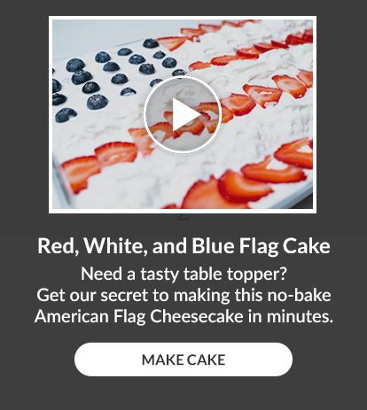 Need a tasty table topper? Get our secret to making this no-bake American Flag Cheesecake in minutes. MAKE CAKE!