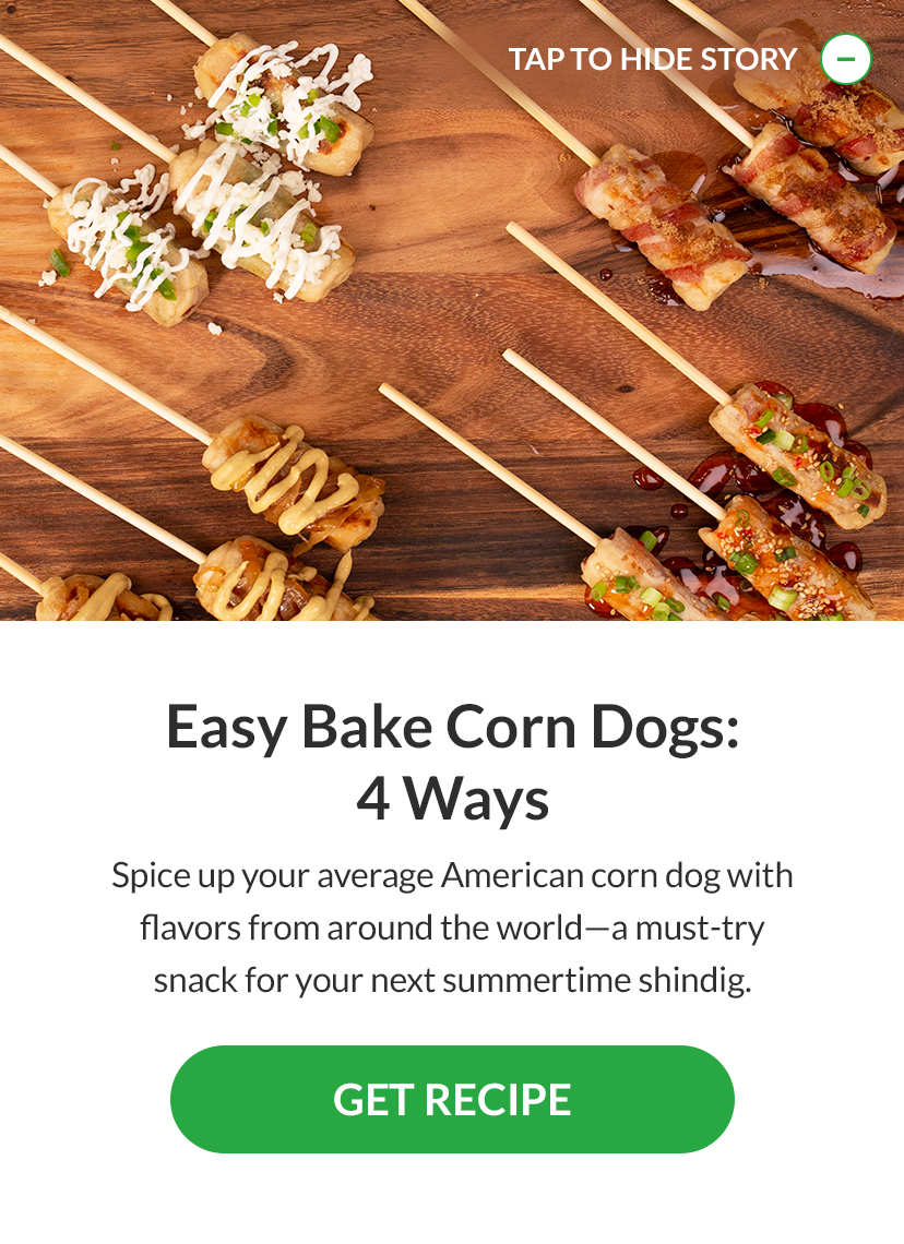 Spice up your average American corn dog with flavors from around the world—a must-try snack for your next summertime shindig. GET RECIPE!