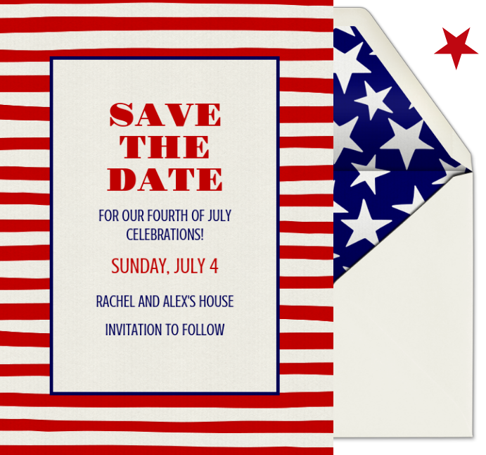 July 4th Save The Date Card image