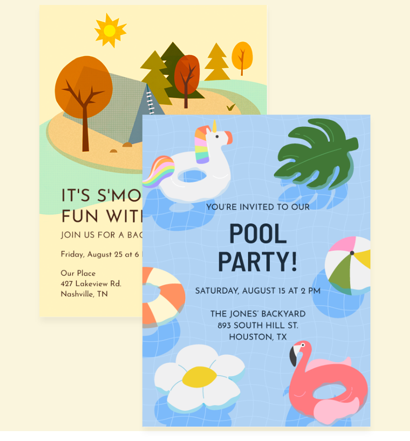 Let's Go Camping & Chill Pool Floaties Invitation