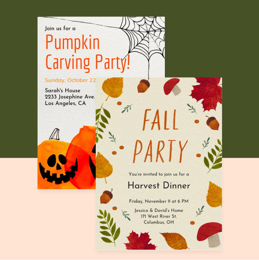 Fall Party Invitation & Pumpkins Invitation