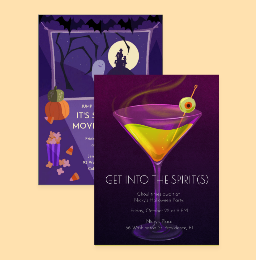 Spooky Movie Night & Halloween Invitations