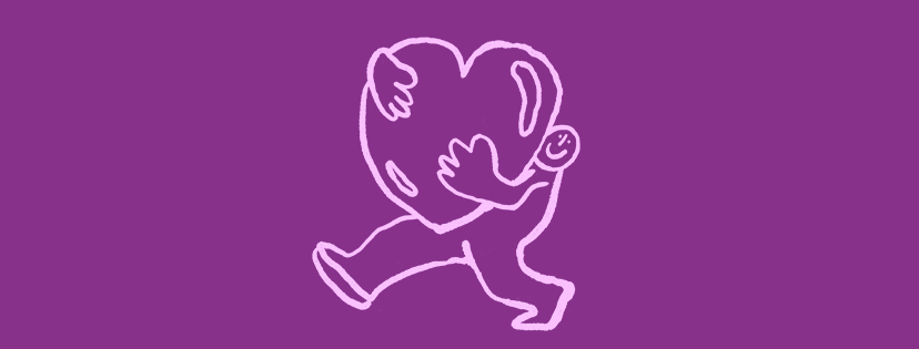Man carrying a heart illustration