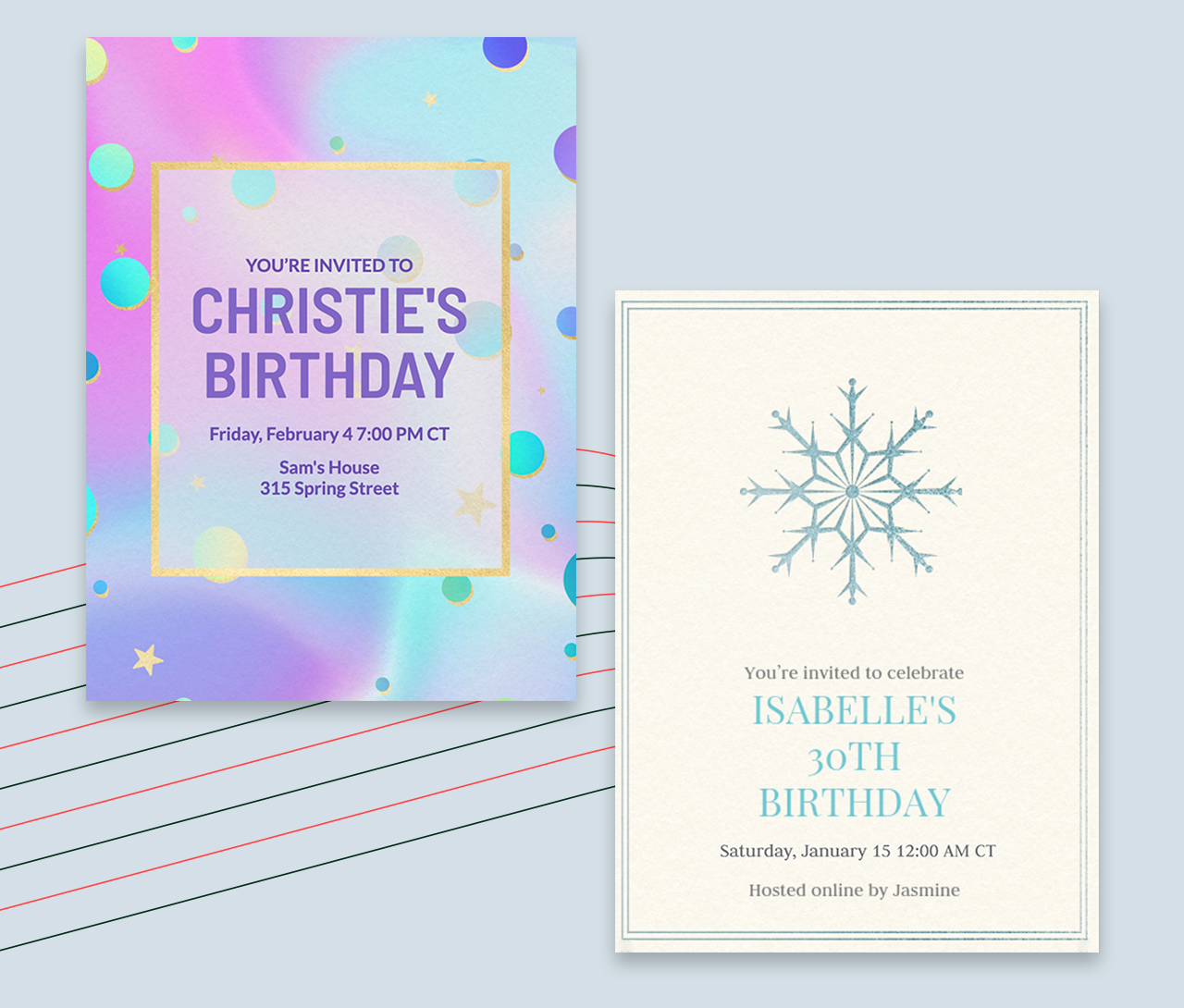 Winter birthday invitations