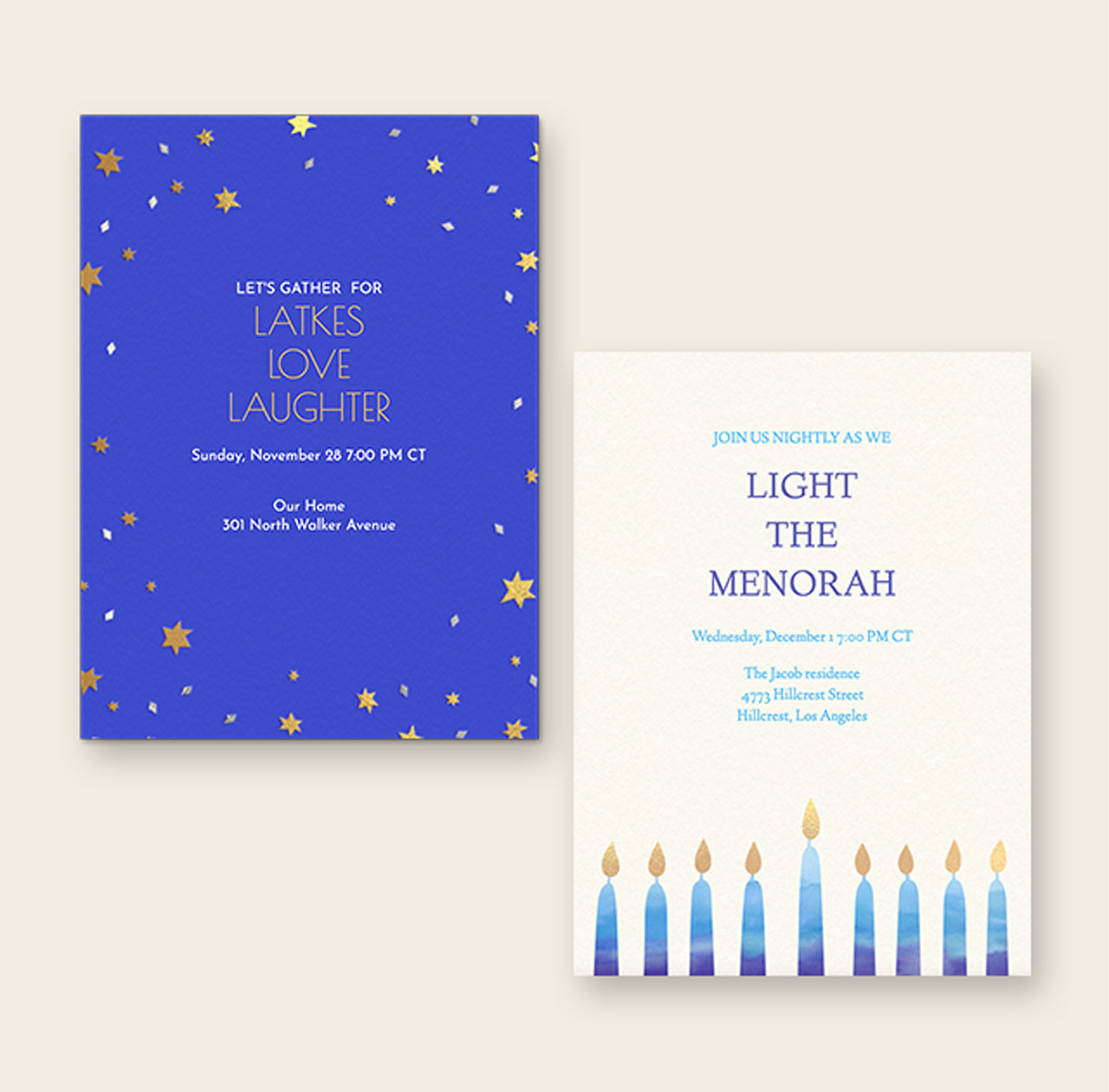 Hanukkah invitations