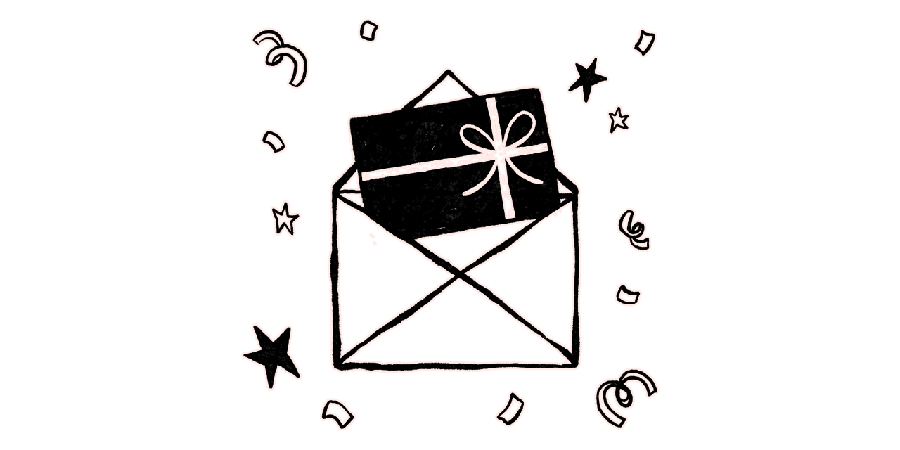 Illustration of a stack of gifts and crypto that form a Christmas tree