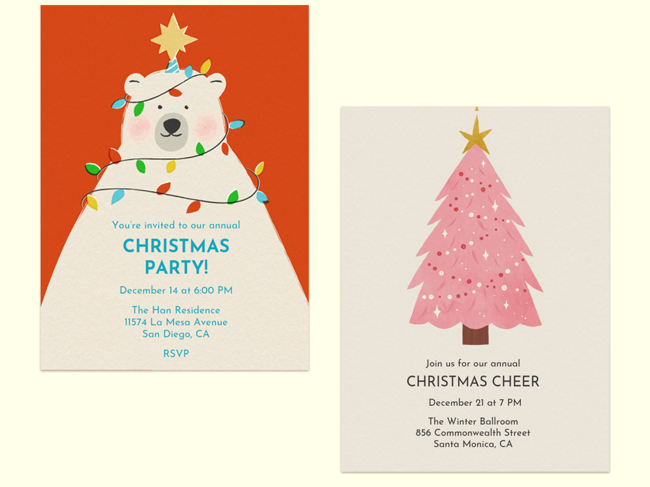 Christmas party invitations