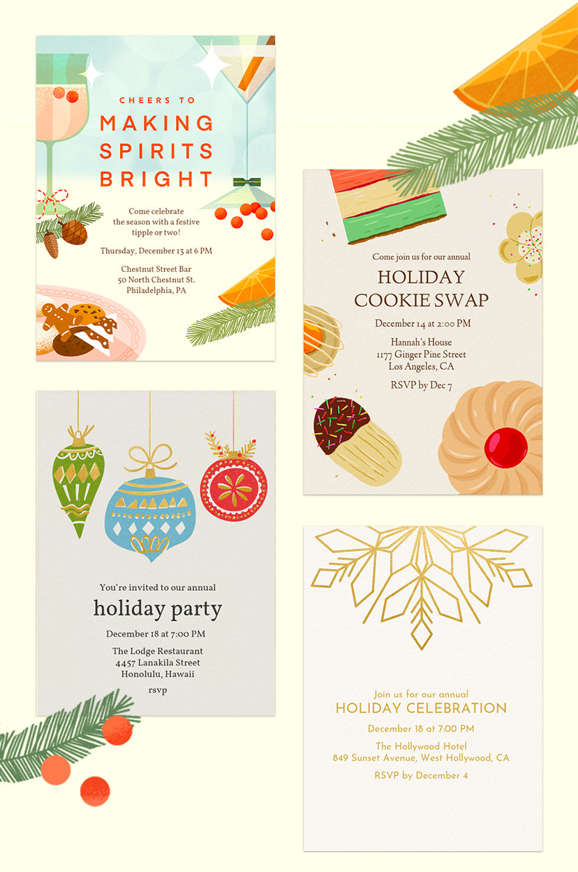 Holiday party invitations