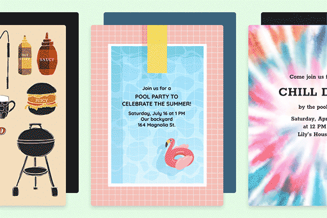 BBQ and Pool Party invitations