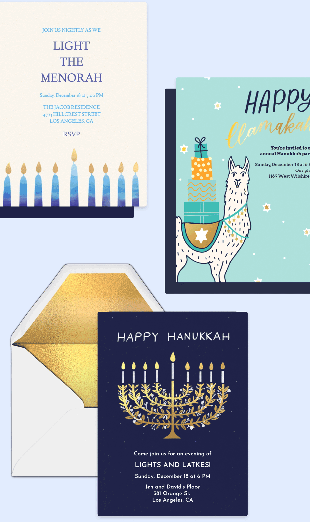 Hanukkah invitations