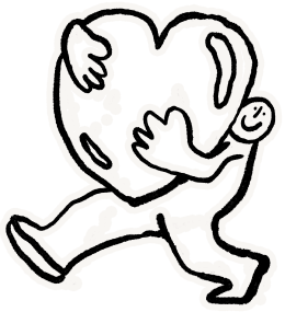 Illustration of a person carrying a heart