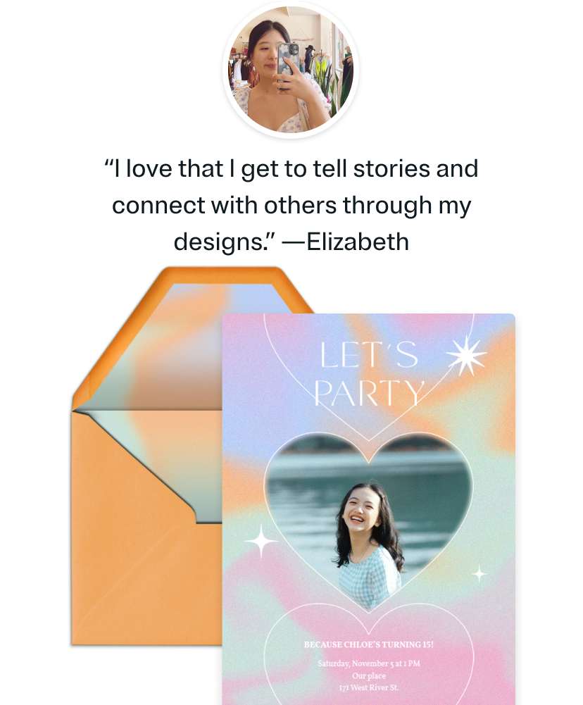 'I love that I get to tell stories and connect with others through my designs.' - Elizabeth