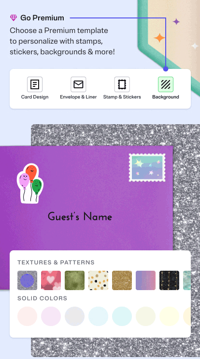 Go Premium - Choose a Premium template to personalize with stamps, stickers, backgrounds & more!